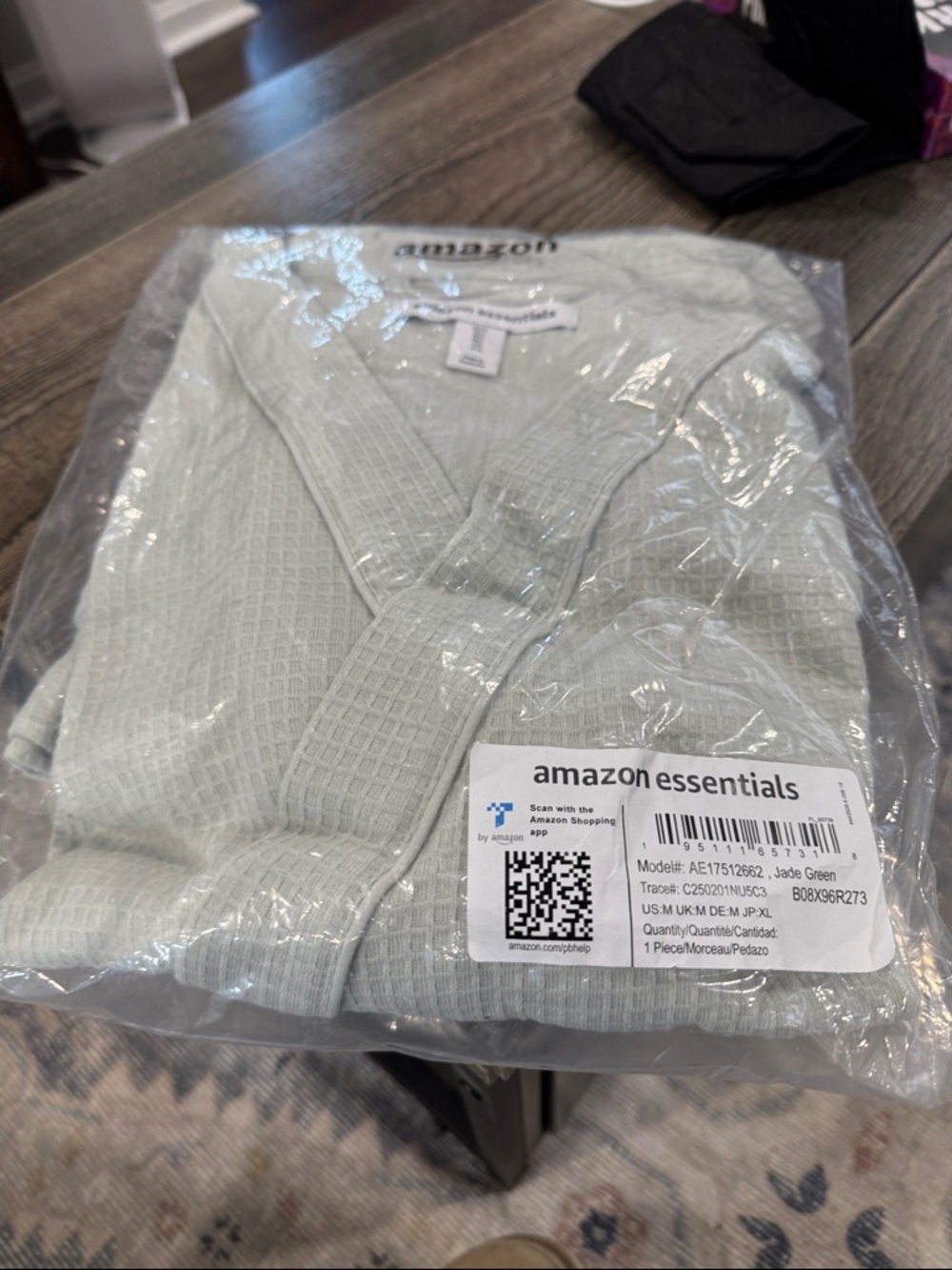 Amazon Essentials Light Jade Green Waffle-Knit Cardigan